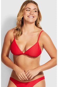 Seafolly Set Essentials Fixed Tri Bra & Essentials High Cut Pant Bikini Set - Chilli Splash Swimwear Bikini Set 8 1000020499