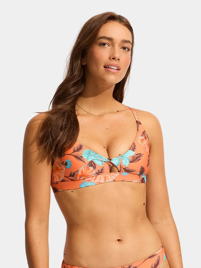 Seafolly Set Garden Party Twist Front & Hipster Set - Melon Seafolly Garden Party Twist Front Bralette - Melon