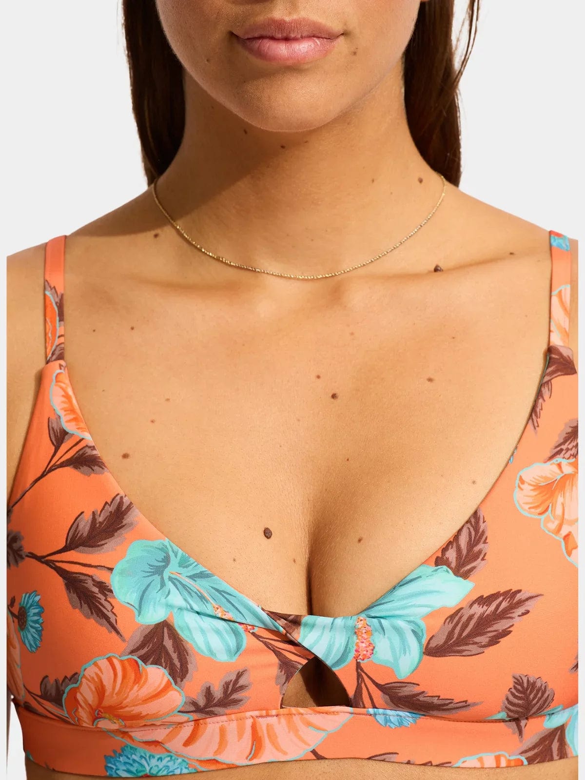 Seafolly Set Garden Party Twist Front & Hipster Set - Melon Seafolly Garden Party Twist Front Bralette - Melon Splash Swimwear