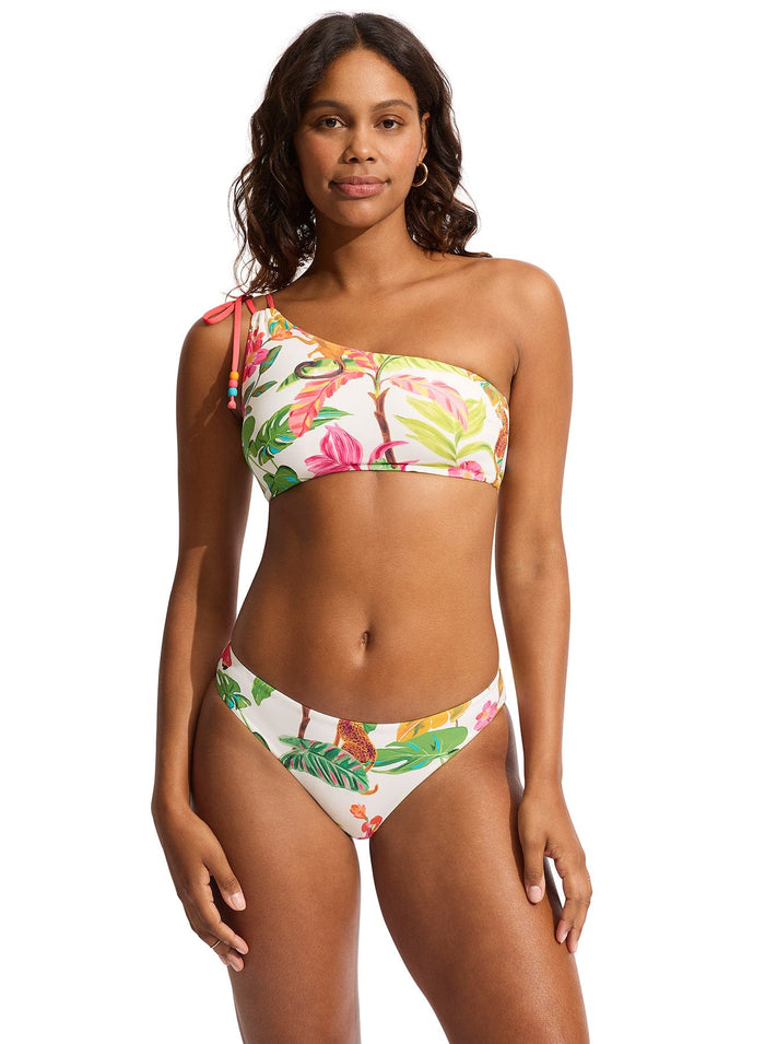 Seafolly Set Tropica One Shoulder Bikini Set - Ecru Seafolly Tropica One Shoulder Set - Ecru Splash Swimwear Bikini Set