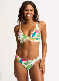 Seafolly Set Tropica Slide Tri Bikini Set - Ecru Seafolly Tropica Slide Tri & Ruch Side Set - Ecru Splash Swimwear Bikini Set 10 1000019040