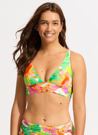 Seafolly Set Wonderland Longline Triangle Bikini Top & Reversible Hipster Bikini Bottom Bikini Set - Fuchsia Rose Seafolly Wonderland Longline Triangle Bikini Top & Reversible Hipster Bikini Bottom - Fuchsia Rose Splash Swimwear Bikini Set 10 1000020512