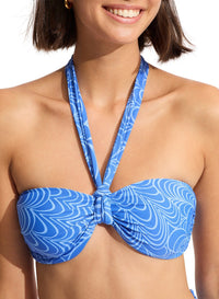 Seychelles Sash Tie Front Bandeau - Azure - Seafolly - Splash Swimwear  - Aug23, Bikini Tops, Seafolly, Womens, womens swim - Splash Swimwear 