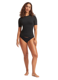 Seafolly Short Sleeve Sunvest - Black Splash Swimwear Swimwear