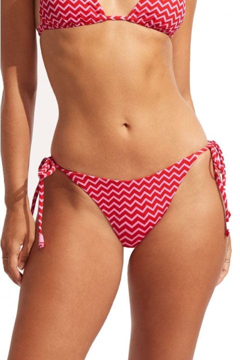 Seafolly Sienna Tie Side Rio Pant - Chilli Red Splash Swimwear Bikini Bottoms