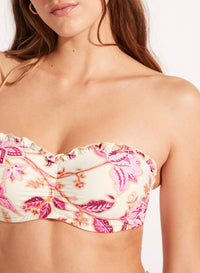 Seafolly Silk Road Bustier Bandeau - Parfait Pink Splash Swimwear Bikini Tops