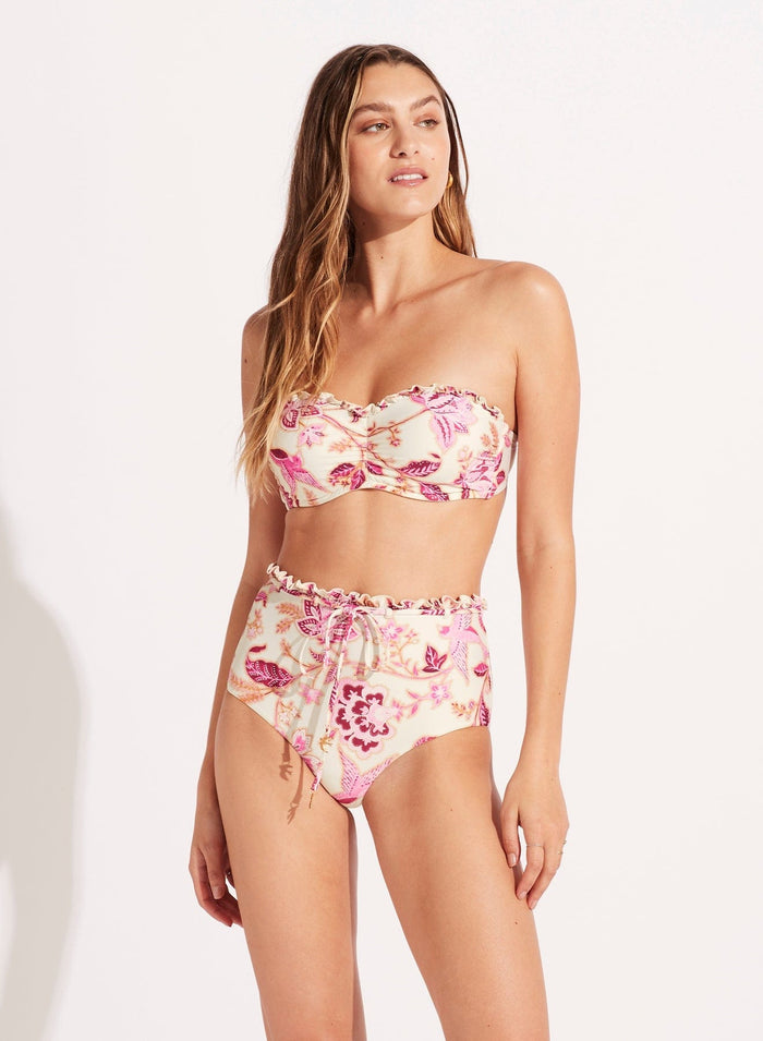 Seafolly Silk Road Bustier Bandeau - Parfait Pink Splash Swimwear Bikini Tops