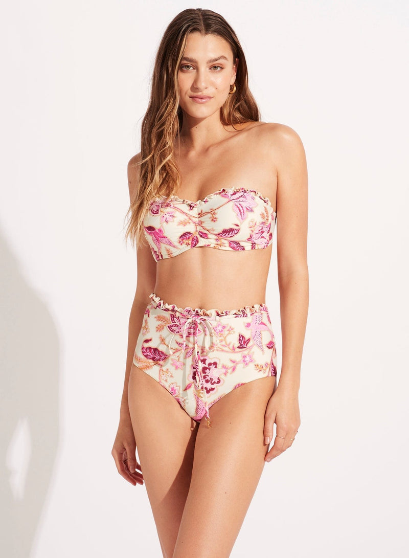 Seafolly Silk Road Bustier Bandeau - Parfait Pink Splash Swimwear Bikini Tops