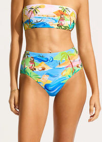 Seafolly South Pacific High Waisted Pant - Tuquoise Seafolly South Pacific High Waisted Pant - Tuquoise Splash Swimwear Bikini Bottoms