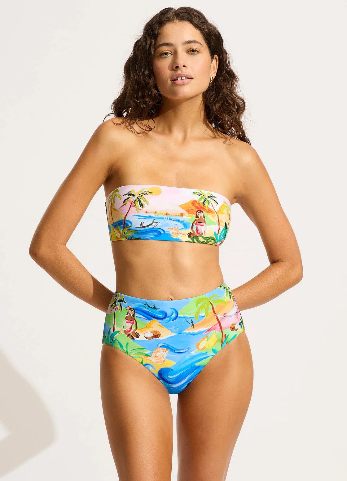 Seafolly South Pacific High Waisted Pant - Tuquoise Seafolly South Pacific High Waisted Pant - Tuquoise Splash Swimwear Bikini Bottoms