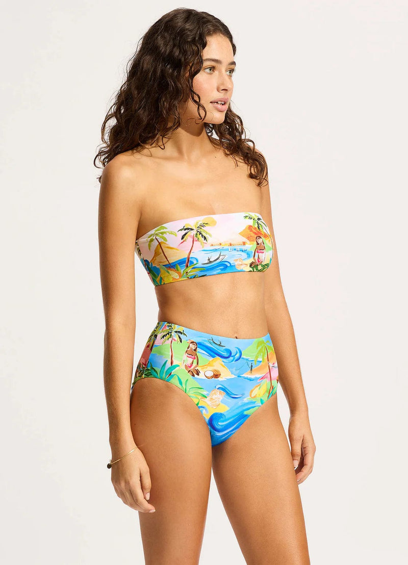 Seafolly South Pacific High Waisted Pant - Tuquoise Seafolly South Pacific High Waisted Pant - Tuquoise Splash Swimwear Bikini Bottoms