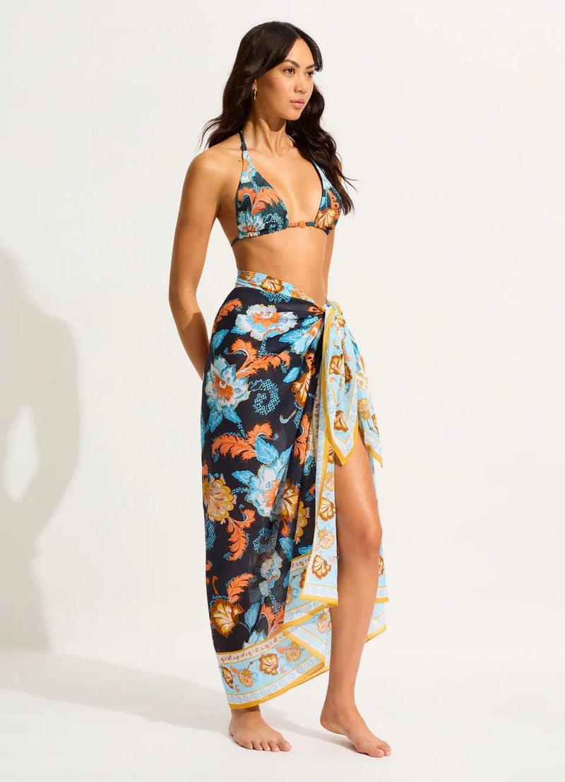 Spring Festival Sarong - True Navy - Seafolly - Splash Swimwear  - April24, Sarongs, Seafolly, Womens, womens swim - Splash Swimwear 