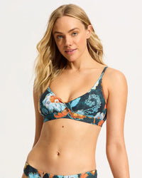 Seafolly Spring Festival Twist Front Bralette - True Navy Seafolly Spring Festival Twist Front Bralette - True Navy Splash Swimwear Bikini Tops