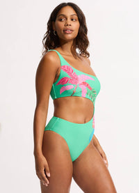 Seafolly Tropica One Shoulder Cut Out One Piece - Jade Shop Tropica One Shoulder Cut Out One Piece - Jade | Splash Swimwear Splash Swimwear Swimwear