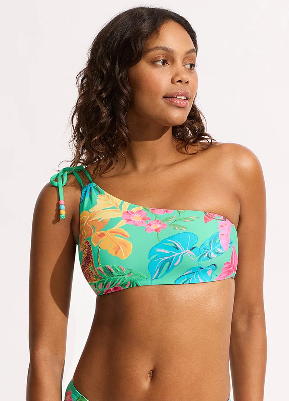 Seafolly Tropica One Shoulder Top With Tie Shop Sea Dive Bralette - Fuchsia Rose by Seafolly | Australian Swimwear Brands | Splash Swimwear Splash Swimwear Bikini Tops