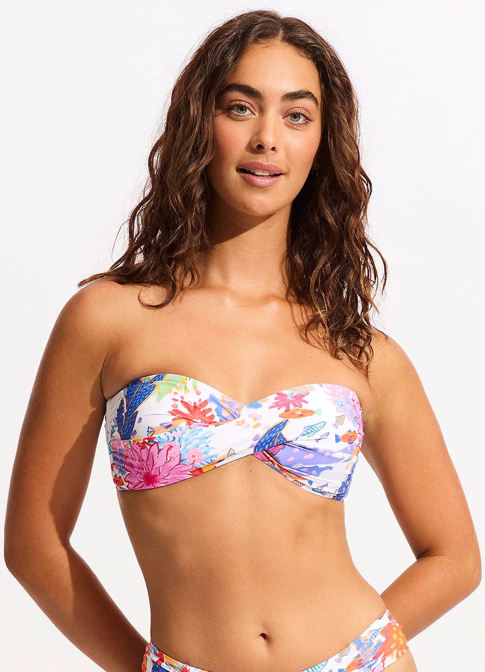 Seafolly Under The Sea Twist Bandeau Top - White Shop Under The Sea Twist Bandeau Top - White by Seafolly | Australian Swimwear Brands | Splash Swimwear Splash Swimwear Bikini Tops