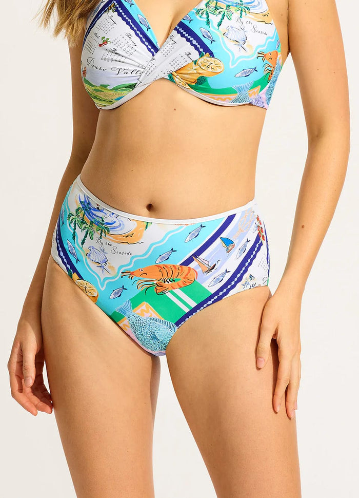 Wish You Were Here High Waisted Pant - Atoll Blue - Seafolly - Splash Swimwear  - bikini bottoms, Nov23, Seafolly, Womens, womens swim - Splash Swimwear 