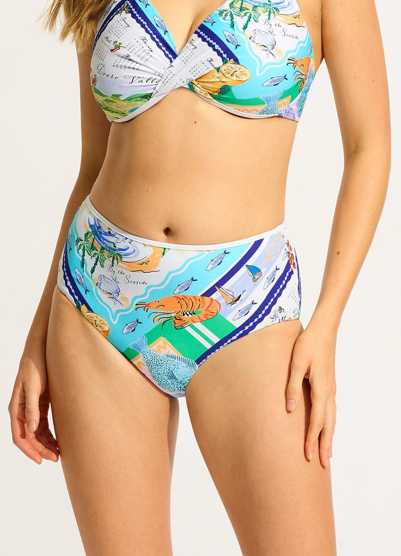 Wish You Were Here High Waisted Pant - Atoll Blue - Seafolly - Splash Swimwear  - bikini bottoms, Nov23, Seafolly, Womens, womens swim - Splash Swimwear 