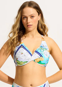 Wish You Were Here Wrap Front F Cup Bra - Atoll Blue - Seafolly - Splash Swimwear  - Bikini Tops, d-g, Nov23, Seafolly, Womens, womens swim - Splash Swimwear 