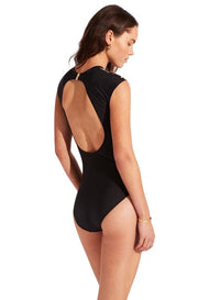 Zanzibar Cap Sleeve Maillot - Black - Seafolly - Splash Swimwear  - April23, fuller cup, One Pieces, Seafolly, Womens, womens swim - Splash Swimwear 