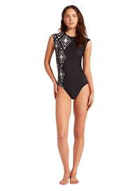 Zanzibar Cap Sleeve Maillot - Black - Seafolly - Splash Swimwear  - April23, fuller cup, One Pieces, Seafolly, Womens, womens swim - Splash Swimwear 