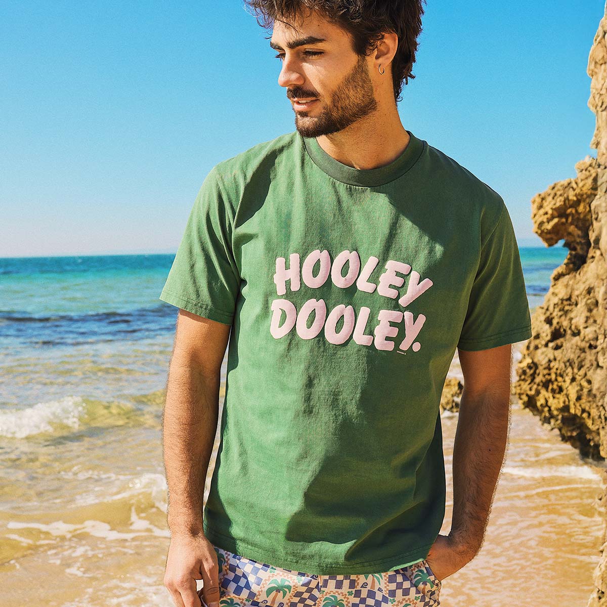 Skwosh Hooley Dooley Mens Regular Tee - Green Hooley Dooley Mens Regular Tee - Green Splash Swimwear Mens Clothing