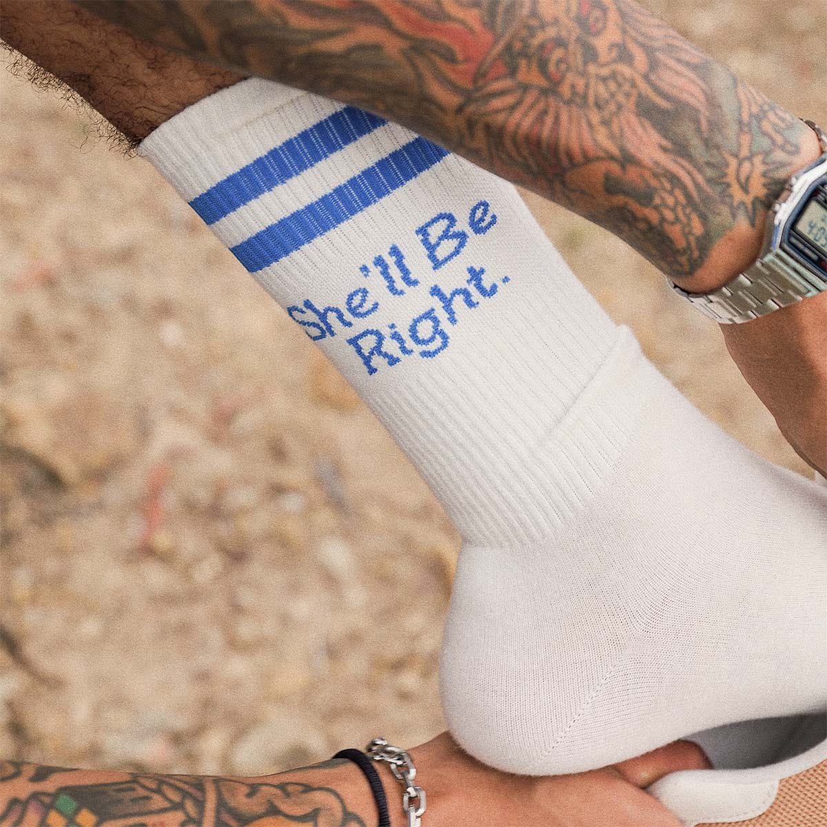 Skwosh She'll Be Right Socks - White OLSKFW0001 She'll Be Right Socks - White Splash Swimwear 9352278051699