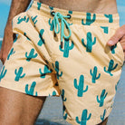 Skwosh Skwosh Cactus Jack Yellow Mens Eco Short Skwosh Sunny Boy Mens Swim Shorts - Charcoal Splash Swimwear Mens Clothing