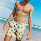 Skwosh Skwosh Cactus Jack Yellow Mens Eco Short Skwosh Sunny Boy Mens Swim Shorts - Charcoal Splash Swimwear Mens Clothing