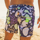 Skwosh Skwosh Coral Chaos Mens Eco Short Skwosh Sunny Boy Mens Swim Shorts - Charcoal Splash Swimwear Mens Clothing