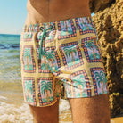 Skwosh Skwosh Palm Reader Mens Eco Short Skwosh Sunny Boy Mens Swim Shorts - Charcoal Splash Swimwear Mens Clothing