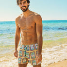 Skwosh Skwosh Palm Reader Mens Eco Short Skwosh Sunny Boy Mens Swim Shorts - Charcoal Splash Swimwear Mens Clothing