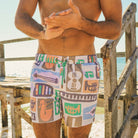 Skwosh Skwosh Samba Stone Mens Eco Short Skwosh Sunny Boy Mens Swim Shorts - Charcoal Splash Swimwear Mens Clothing