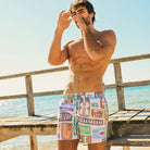 Skwosh Skwosh Samba Stone Mens Eco Short Skwosh Sunny Boy Mens Swim Shorts - Charcoal Splash Swimwear Mens Clothing
