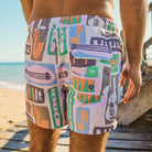 Skwosh Skwosh Samba Stone Mens Eco Short Skwosh Sunny Boy Mens Swim Shorts - Charcoal Splash Swimwear Mens Clothing