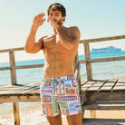 Skwosh Skwosh Samba Stone Mens Eco Short Skwosh Sunny Boy Mens Swim Shorts - Charcoal Splash Swimwear Mens Clothing