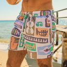 Skwosh Skwosh Samba Stone Mens Eco Short Skwosh Sunny Boy Mens Swim Shorts - Charcoal Splash Swimwear Mens Clothing