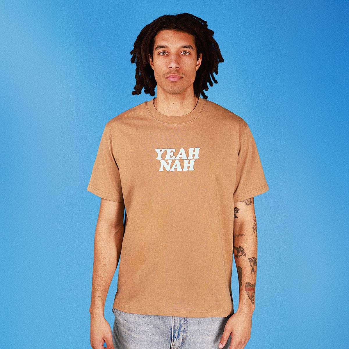 Skwosh Yeah Nah Regular Tee - Mocha Yeah Nah Regular Tee - Mocha Splash Swimwear Mens Clothing