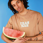 Skwosh Yeah Nah Regular Tee - Mocha Yeah Nah Regular Tee - Mocha Splash Swimwear Mens Clothing