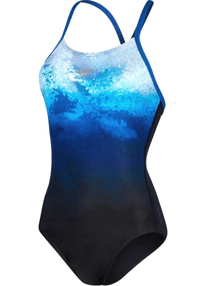 Speedo Fixed X-Back One Piece - Black/Navy/White Speedo Muscleback One Piece - Hyperboom/Navy/Orchid Splash Swimwear One Pieces