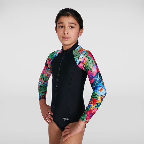 Speedo Girls Printed Long Sleeve Paddle Suit Splash Swimwear kids