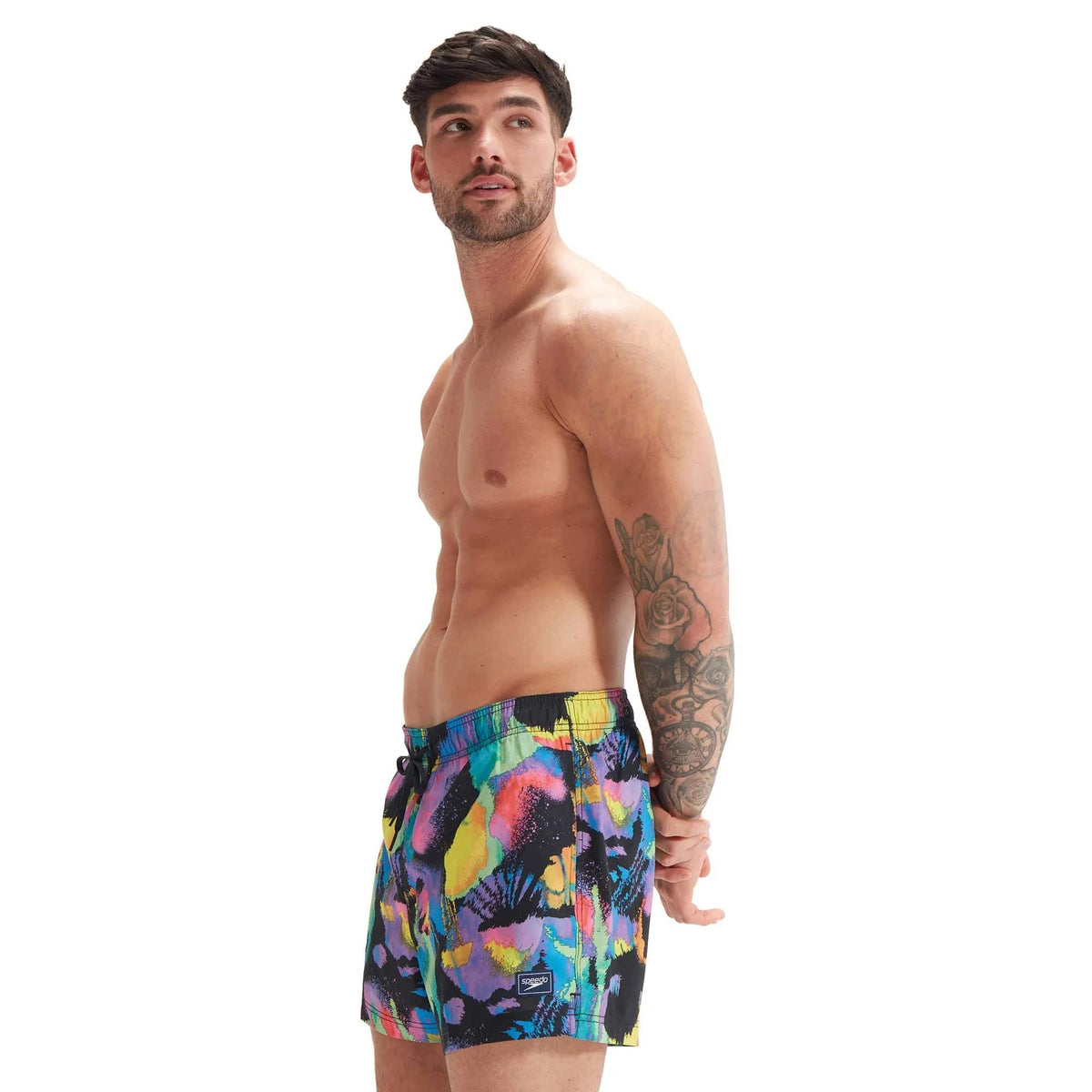 Speedo Mens Print Redondo Edge Volley 14 inch Speedo Mens Essential Short Sleeve Swim Tee Splash Swimwear