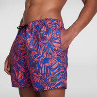 Speedo Mens Printed Leisure 16" Watershort - Blue/Siren Red Splash Swimwear Swimwear