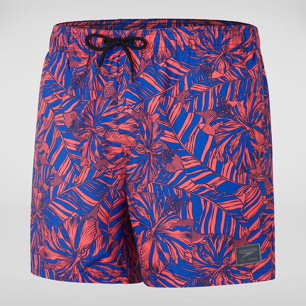 Speedo Mens Printed Leisure 16" Watershort - Blue/Siren Red Splash Swimwear Swimwear