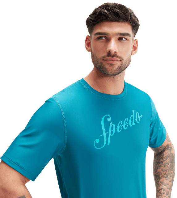 Speedo Mens Printed Short Sleeve Swim Tee