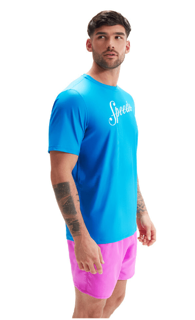 Speedo Mens Printed Short Sleeve Swim Tee