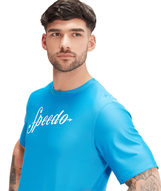 Speedo Mens Printed Short Sleeve Swim Tee