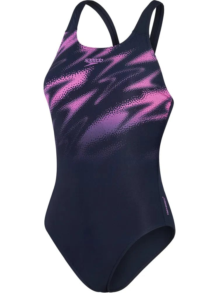 Muscleback One Piece - Hyperboom/Navy/Orchid - Speedo - Splash Swimwear  - One Pieces, Sept23, speedo, Womens, womens swim - Splash Swimwear 