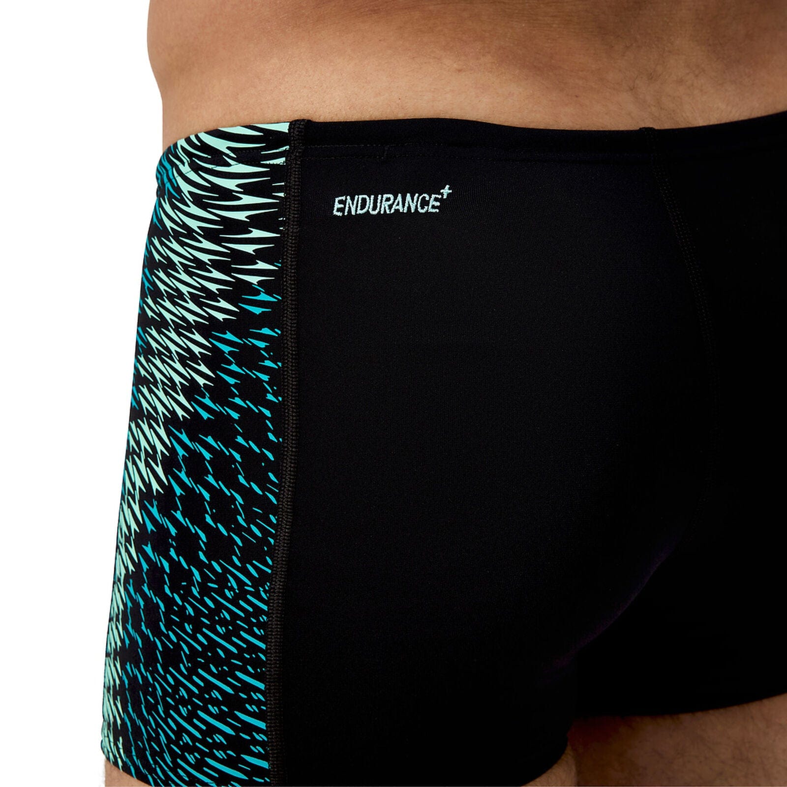 Speedo Speedo Mens Endurance+ Tech Panel Aquashort - Black/Turquoise Gem Speedo Mens Endurance+ Tech Panel Aquashort - Black/Turquoise Gem Splash Swimwear Mens