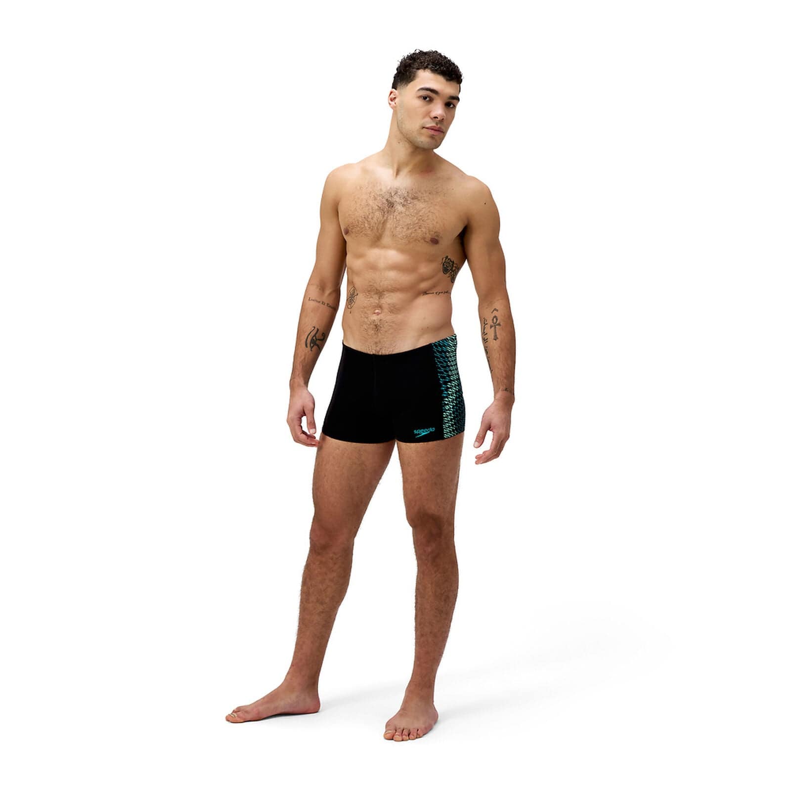 Speedo Speedo Mens Endurance+ Tech Panel Aquashort - Black/Turquoise Gem Speedo Mens Endurance+ Tech Panel Aquashort - Black/Turquoise Gem Splash Swimwear Mens